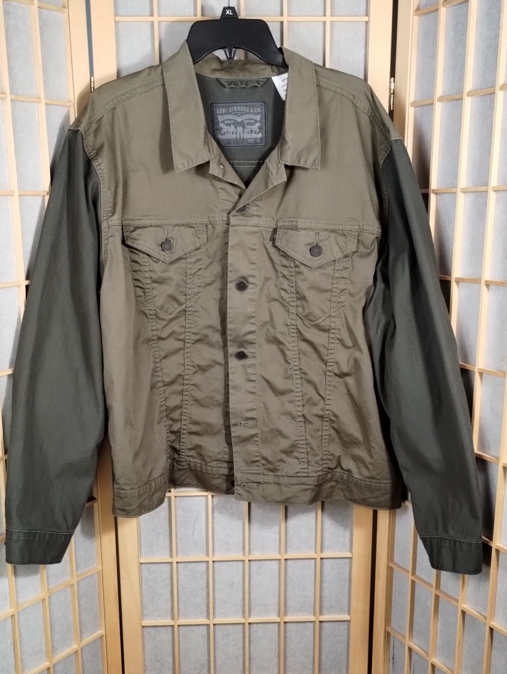 Levi's Line 8 Two-Tone Olive Green Trucker Jacket Size XL